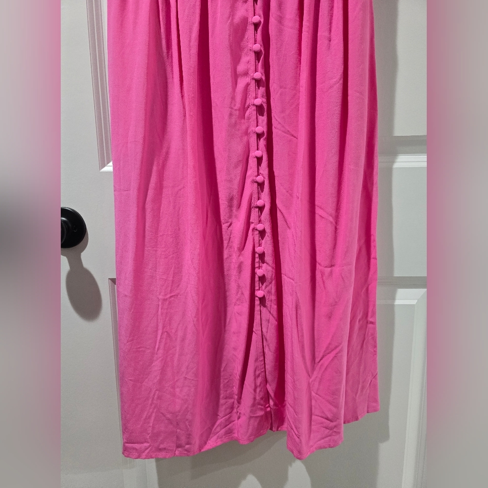 NWT Boden Pink Elsa Midi Tea Dress, Pink, Blue And Orange W/ Buttons - Picture 11 of 13